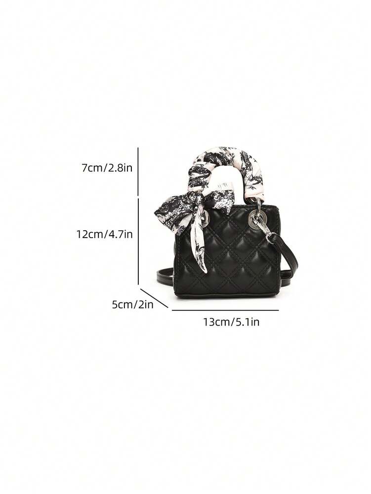 Women's Embroidered Mini Handbag Fashionable Square Crossbody Bag With Silk Scarf Detail New Casual Shoulder Tote For Daily Use Or Travel