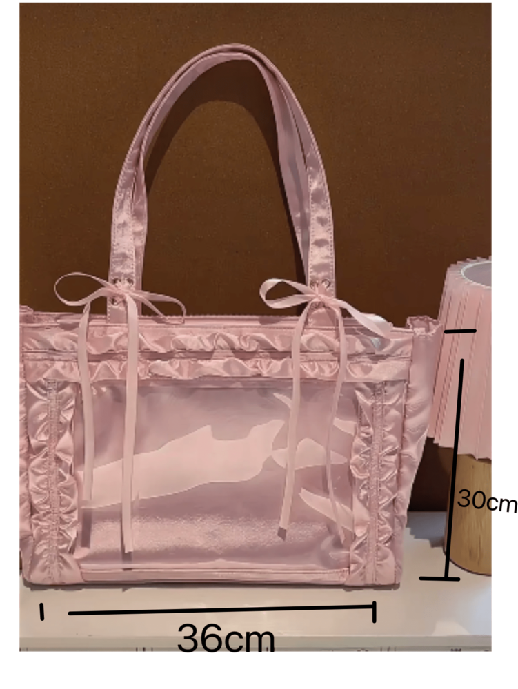 Women's Japanese Harajuku Style Satin Bow Large Capacity Tote Bag Cute Arc Shoulder Purse For Comic Exhibition Cosplay Party Travel Gift