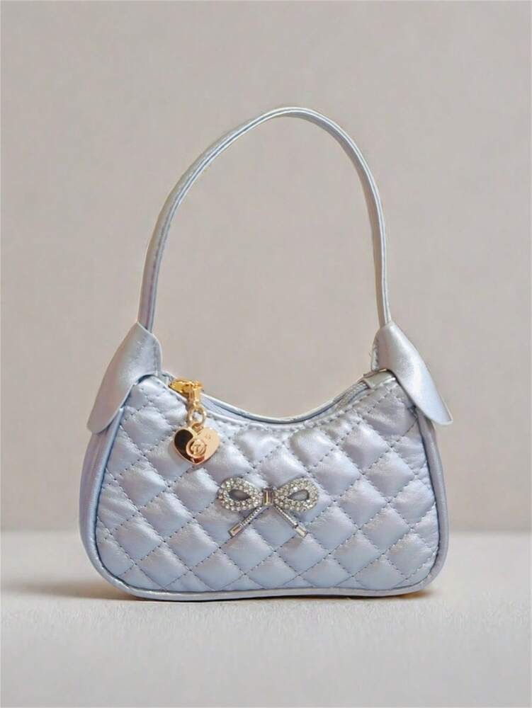 Kids Embroidery Princess Handbag Stylish Mini Rhombic Purse Cute Shoulder Bag For Little Girls Holiday Birthday Gift School Party Accessory