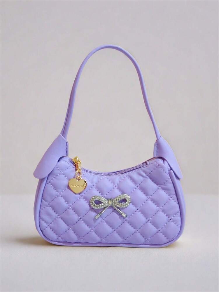 Kids Embroidery Princess Handbag Stylish Mini Rhombic Purse Cute Shoulder Bag For Little Girls Holiday Birthday Gift School Party Accessory
