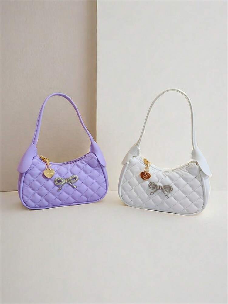 Kids Embroidery Princess Handbag Stylish Mini Rhombic Purse Cute Shoulder Bag For Little Girls Holiday Birthday Gift School Party Accessory