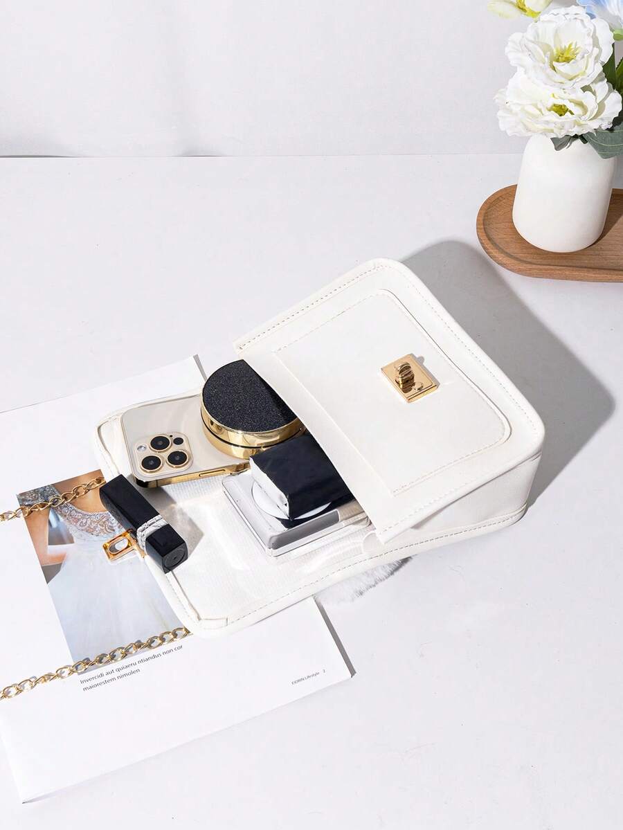 Women's Vintage Plush Handbag With Printed Design Small Square Purse Metal Chain Crossbody Bag Cute Casual Daily Wear Mini Handbag Gift