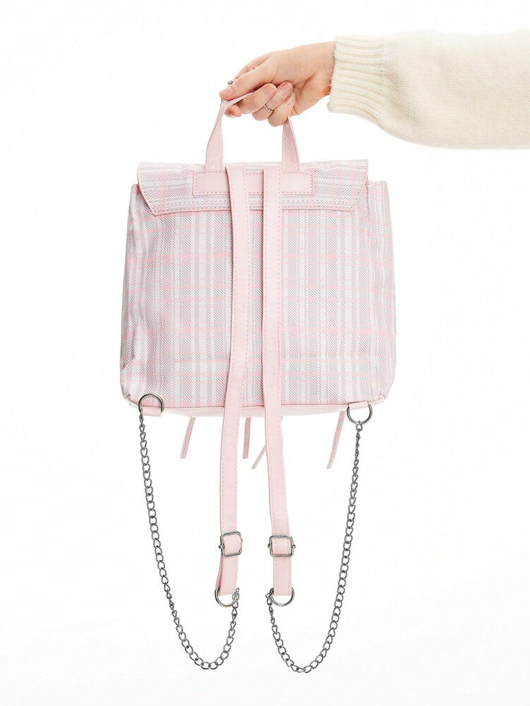 Women's Plaid Backpack With Bowknot Handle Cute Kawaii School Bag Casual Fashion Rucksack For Girls Teen Students Back To School Travel