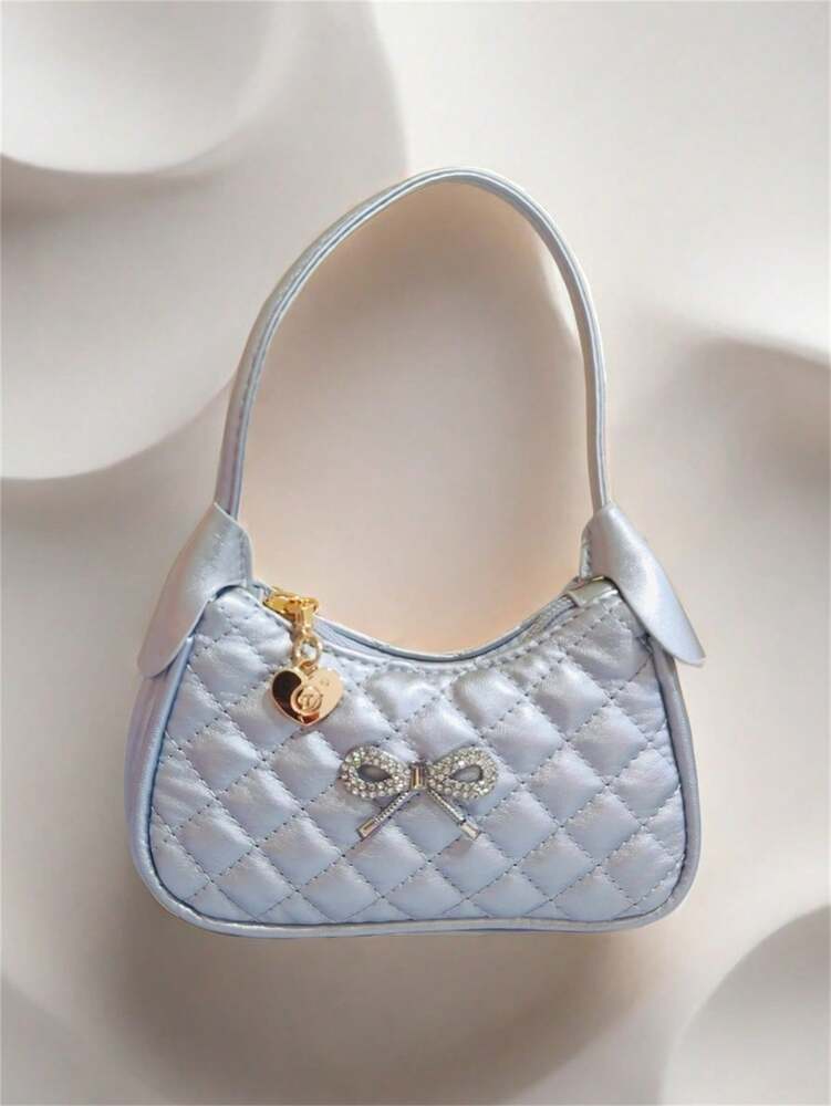 Kids Embroidery Princess Handbag Stylish Mini Rhombic Purse Cute Shoulder Bag For Little Girls Holiday Birthday Gift School Party Accessory