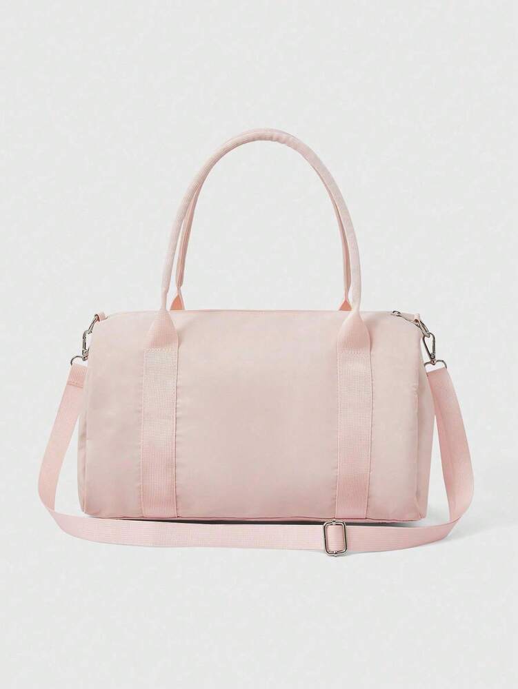 Women's Floral Embroidery Travel Tote Bag 2 In 1 Short Trip Handbag With Bow Decor Rectangular Sports Gym Bag Foldable Waterproof Luggage