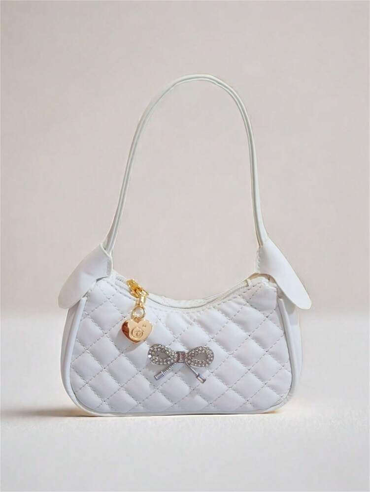 Kids Embroidery Princess Handbag Stylish Mini Rhombic Purse Cute Shoulder Bag For Little Girls Holiday Birthday Gift School Party Accessory
