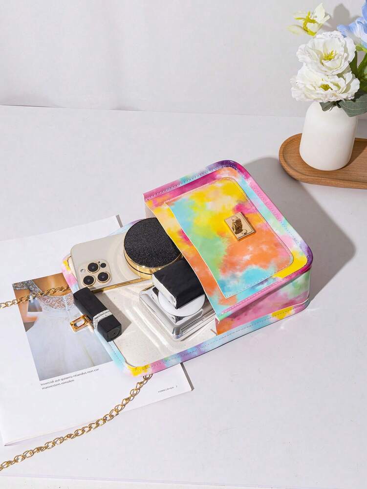 Women's Vintage Plush Handbag With Printed Design Small Square Purse Metal Chain Crossbody Bag Cute Casual Daily Wear Mini Handbag Gift