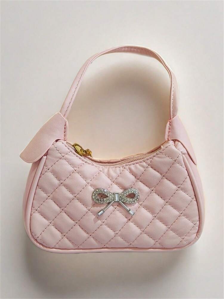 Kids Embroidery Princess Handbag Stylish Mini Rhombic Purse Cute Shoulder Bag For Little Girls Holiday Birthday Gift School Party Accessory