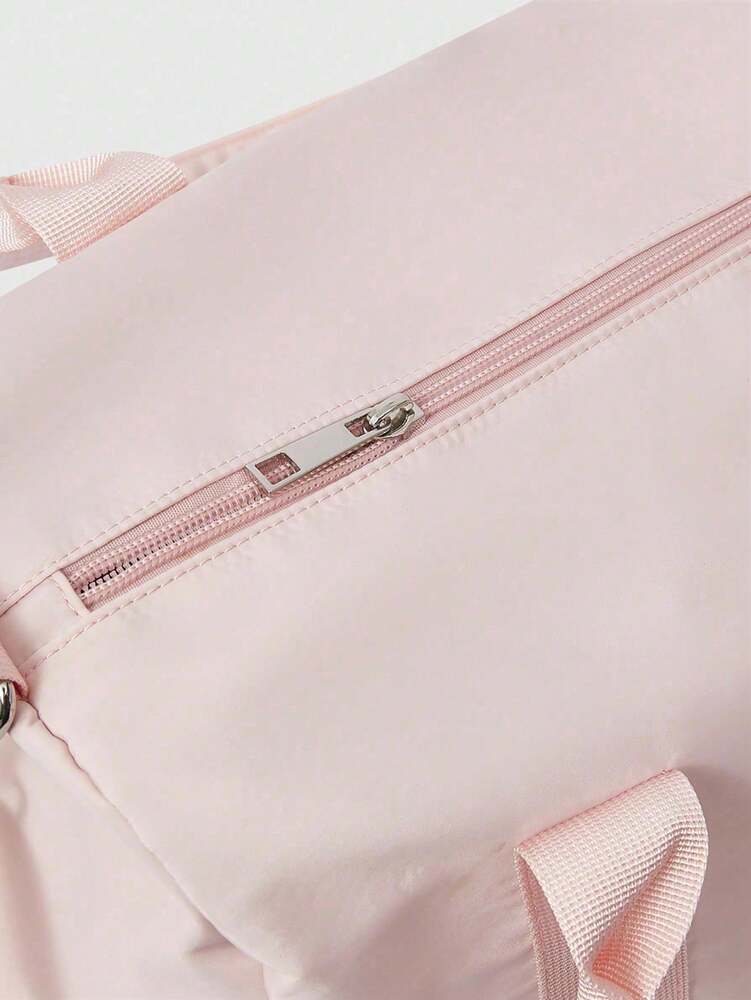 Women's Floral Embroidery Travel Tote Bag 2 In 1 Short Trip Handbag With Bow Decor Rectangular Sports Gym Bag Foldable Waterproof Luggage