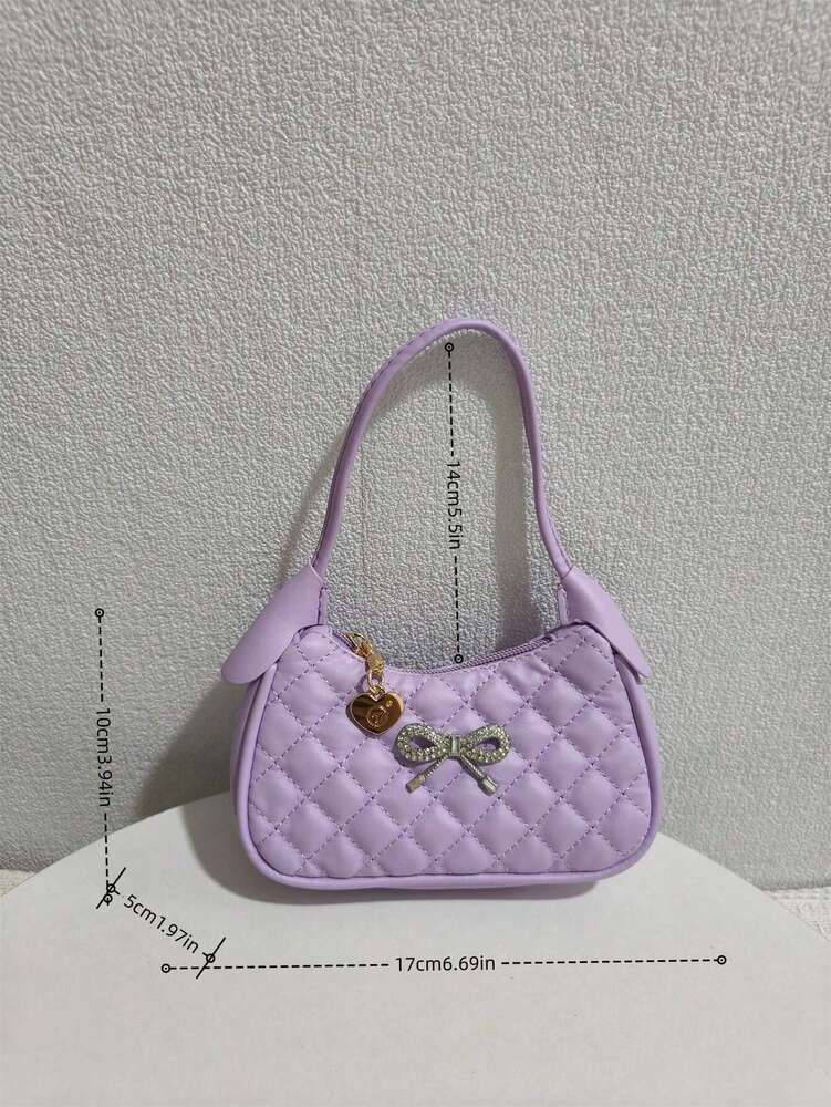 Kids Embroidery Princess Handbag Stylish Mini Rhombic Purse Cute Shoulder Bag For Little Girls Holiday Birthday Gift School Party Accessory